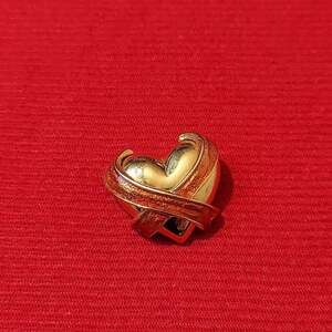 Carolee Gold Tone and Orange Enamel Heart Brooch Pin
